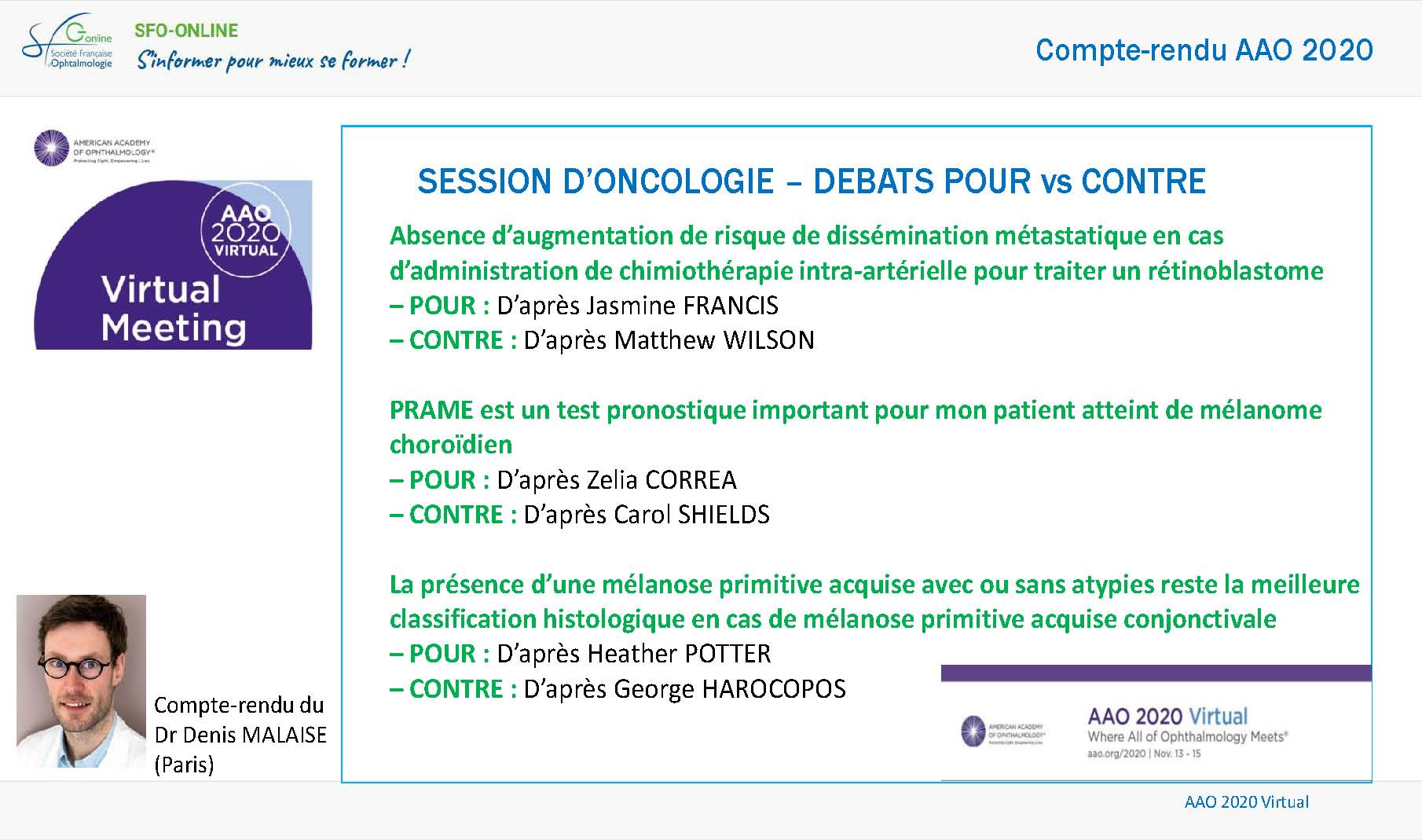 Compte-rendu du Dr Denis MALAISE