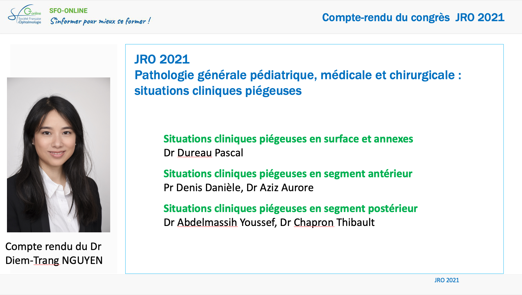 Compte rendu du Dr Diem-Trang NGUYEN