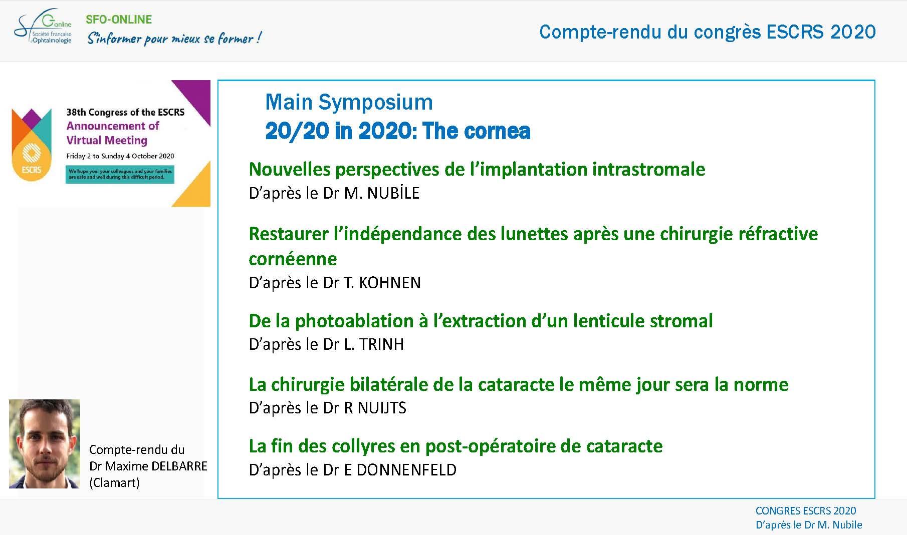 Compte-rendu du Dr Maxime DELBARRE