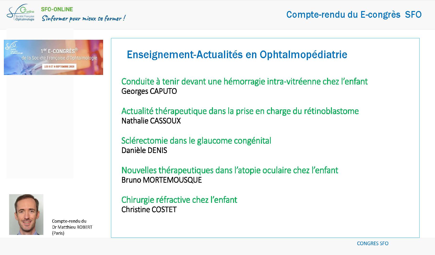 Compte-rendu du Dr Matthieu ROBERT