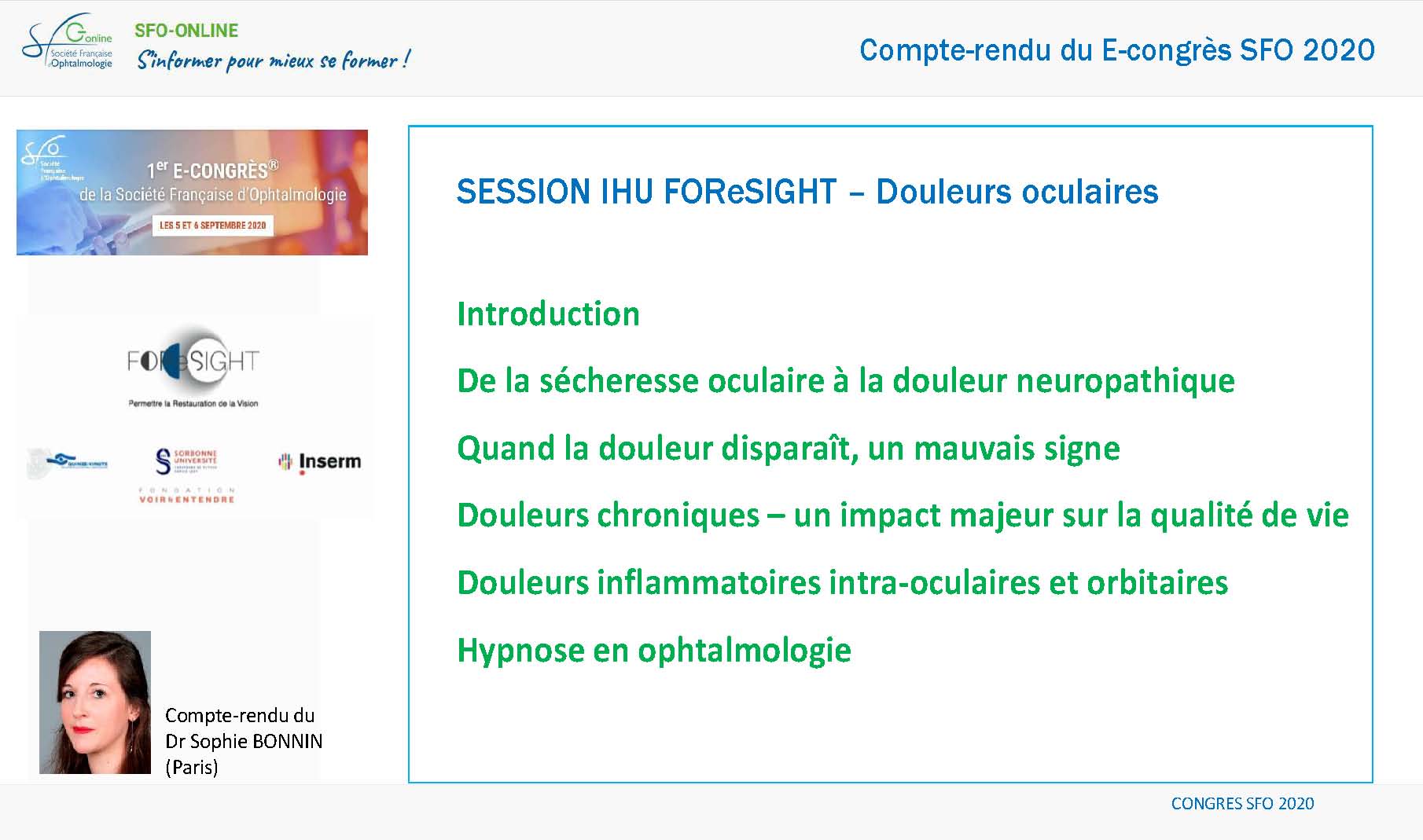 Compte-rendu du Dr Sophie BONNIN