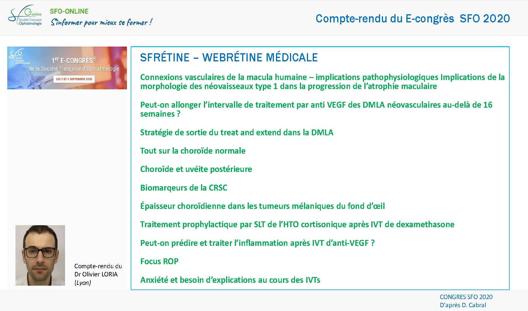 Compte-rendu du Dr Olivier LORIA